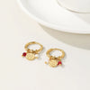 Yachan Gold Plated Stainless Steel Hoop Earrings for Women Tap Texture Metal Pearl Charms Earring Jewelry Gift - Image 2