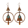 Retro Flower Hollow Round Earring for Women Geometric Gold Color Waterdrop Pendant Jewelry Ethnic Antique Jewelry - Image 7