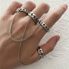 Punk Geometric Silver Color Chain Wrist Rings for Women and Men, Charm Hip Hop Chain Open Rings Set, Couple Jewel - Image 2
