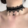Gothic Lace Choker Necklace with Flower and Teardrop Details - Image 1