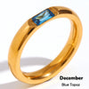 Gold Plated Shiny 12 Colors Birthstone Ring Stainless Steel Gold Plated Zircon Rings Zodiac ConstellationFor Women - Image 11
