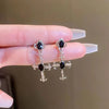 Yupsk Punk Black Crystal Stone Cross Drill Drop Earring for Women Girls Halloween Jewellery Statement Jewelry Gift - Image 3