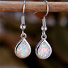 Female White Blue Fire Opal Stone Classic Silver Color Water Drop Earrings Cute Dangle Boho Jewelry For Women - Image 3