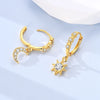 Silver Gold Plated Earrings Women Asymmetrical Star Moon and Sun Drop Earring For Anniversary Wedding Jewelry Gifts - Image 2
