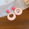 Pink Color Hollow Round Dangle Earrings for Women Irregular Circle Pendants Acrylic Bohemain Wedding Ear Jewelry - Image 5