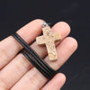 Charm Natural Semiprecious Stone Cross Shape Crystal Tiger Eye Agate Pendant Necklace Jewelry Gift for Women 25x18mm - Image 16