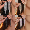 Long Tassel Drop Earrings for Women Black Gold Silver Color Rhinestone Dangle Earring Wedding Party Jewelry Gift - Image 1
