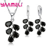 Anniversary Gift For Women Silver Color Jewelry Sets Cubic Zirconia Pendants Necklaces Charm Hoop Earrings - Image 3