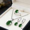 Silver Jewelry Sets For Women Ellipse Zircon Ring Necklace Earrings Accessories - Image 5