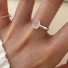 Classic Simple Silver Adjustable Oval White Chalcedony Ring for Women Girls Geometry Jewelry Accessories Gift - Image 4