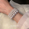 Elegant White Faux Pearls Beaded Bracelets for Women Adjustable Elastic Rope Bracelet French Hands Jewelry Accessories - Image 2