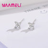Silver Color Clover Stud Earrings Bright Zircon Earrings For Women Girl Jewelry - Image 5