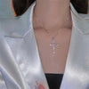 Elegant Crystal Cross Pendant Necklace Silver Color Star Ladies Necklace Party Jewelry Women Gift - Image 4