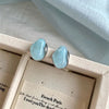 Irregular Smudging Resin Blue Jelly Ice Cute Geometric Bean Stud Earrings for Women Unique Design Party Jewelry Christmas Gift - Image 1