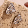 Golden Color Texture Weave Geometric Stud Earrings for Women Flat Square Triangle Stainless Steel Earring Party Jewelry - Image 6