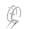 Silver Double Layer Water Drop Ring For Women Square Zircon Adjustable Index Finger Jewelry Party Gift - Image 11