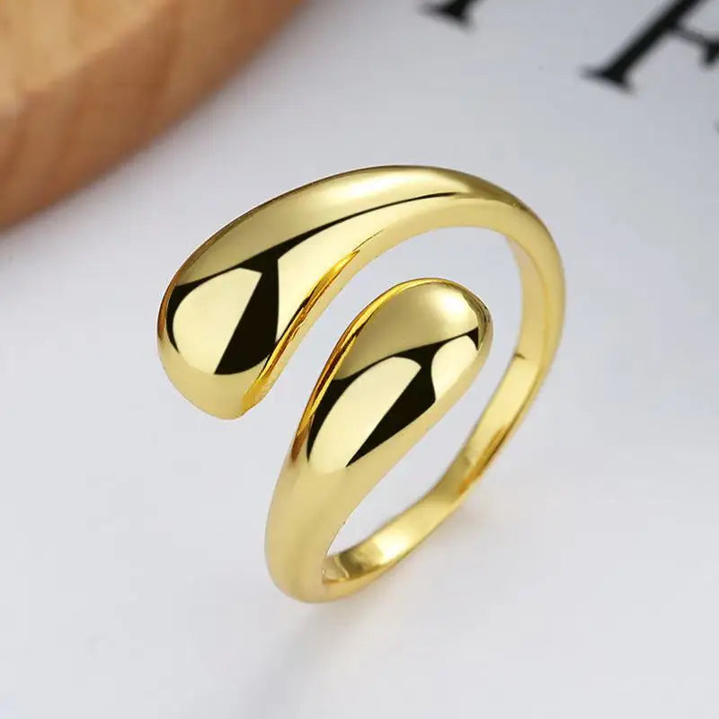 Chunky Adjustable Water Droplet Rings Handmade High Polished Thumb Band Statement Ring for Women Girl Opening Ring - Image 1
