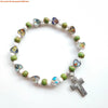 Cross Charm Beaded Stretch Bracelet in Multiple Colors - Image 13