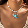 Boho Multilayer White Rope Chain Necklace for Women Large Resin Starfish Star Pendant Necklace Beach Party Jewelry - Image 2