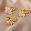 Spinner Zircon Heart Four Leaf Clover Rings For Women Stainless Steel Fidget Ring Jewelry Christmas Gift - Image 5