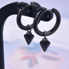 All Black Hoop Sword Pointed Cone Pendant Earring Stainless Steel Earrings For Women Men Accessories Goth Steampunk Jewelry - Image 4