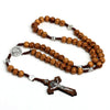 10MM Wood Beads Rosary Cross Necklace For Women Men Christian Virgin Mary Inri Pendant Chain Religion Jewelry - Image 8