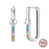 Silver Colorful Zirconium Sun Earrings Square Large Hoop Earrings Women Female Party Earring Jewelry - Image 7