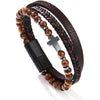Vintage Multi-Layer Leather Bracelet Men Punk Cross Charm Tiger Eye Stone Beads Bracelet Braided Wrap Wristbands Jewelry - Image 2
