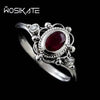 Wosikate Vintage Ruby Amethyst Thai Silver Black Ring For Women With Silver Plated Jewelry Adjustable Finger Ring - Image 1