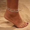 Silver Plated Stainless Steel Ankle Bracelets for Women, Layered Twisted Chain Satellite Bead Anklets Set - Image 2