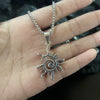 Creative Sun Flame Pendant Necklace Punk Hip Hop Retro Hipster Men's Hollowed Out Stainless Steel Necklace Jewelry Gift - Image 1