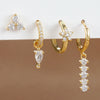 4PCS Simple Crystal Zirconia Square Dangle Earrings Set For Women Korean Stainless Steel Pendant Stud Earring Piercing Jewelry - Image 7
