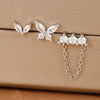 Three-Piece Stainless Steel Butterfly Chain Earring Set with Crystal Accents in Gold-Tone or Silver-Tone - Image 8