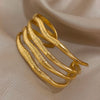 Irregular Textured Multilayer Open Bracelets for Women Men Hammered Chunky Gold Plated Stainless Steel Cuff Bangle Charm Jewelry - Image 4