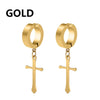1 pair Punk Stainless Steel Cross Stars Pendant Ear Clip No Piercing Earrings For Women Hiphop No ear hole Men Jewelry - Image 7