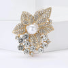 Rhinestone Flower Brooch Pin with Pearl and Leaf Designs - Image 28