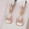 Rose Gold Color Glossy Metal Square Long Earring for Women Shiny Zircon Accessories Daily Jewelry - Image 1