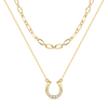 Lucky Horseshoe Necklace Silver Woman' Necklace Jewelry Anniversary Valentine Gift Double Layer Design Shiny Zircon - Image 1