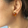 Natural Floral Amber Earrings for Girls Chic Sweet Stud Earring Lady Baltic Oval Amber Jewelry Gift - Image 6