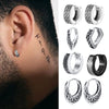 Punk Viking Hoop Earrings for Men Boys,Vintage Celtic Knot Stainless Steel Huggies Earrings,Hip Hop Cool Street Jewelry Gifts - Image 1