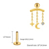 Titanium Hidden Helix Chain Earring 16G Dainty Star Moon CZ Dangle Cartilage Stud Piercing Jewelry - Image 12
