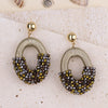 Oval Half String Half Beads Drop Earrings for Women Handmade Crystal Beads Earrings Big Long Earrings Jewelry - Image 4