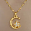 Simple Crescent Star Copper Inlaid Zirconia Pendant Jewelry Ladies Party Decoration Elegant Stainless Steel Chain Gift - Image 2