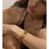 Stainless Steel Oval Chain Bracelet Bangle Gold Color Plated Metal Attractive Jewelry Gift - Image 5