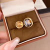 Retro Brown Rhinestone Crystal Ring Women's Geometric Square Open Rings Gold Plating Finger Jewelry Gifts - Image 4