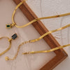 Geometric Square Cubic Zirconia Drop Snake Chain Collar Necklace Golden Jewelry Pvd Bulk Price - Image 6