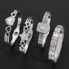 Chic Rhinestone Star Heart Bowknot Square Cuff Bracelet for Women Silver Color Stainless Steel Bangles Jewelry Gifts - Image 3