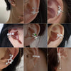 Korean Zircon Star Ear Clip for Women Without Piercing Long Tassel Sweet Ear Cuff Clip Earrings Wedding Jewelry Gift - Image 1