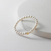 Silver Bead Pearl Chain Square Adjustable Ring for Women Classic Jewelry Minimalist Accessories - Image 2