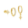 3PCS Stainless Steel Round Star Dangle Earrings Set for Women Gold Plated Punk Unisex Rock Earring Piercing Jewelry - Image 7